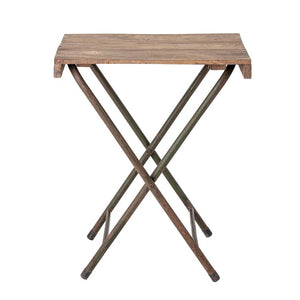 Creative Co-Op CCOP DF3687 Approx. 25"L x 20"W x 28"H Found Wood Folding Table with Metal Legs, KD (Each Varies)