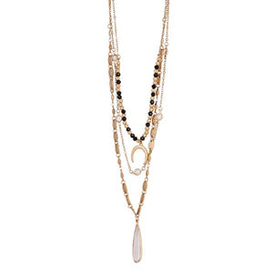 Lula 'n' Lee LL VN.5242-18 16"/18"/20" Crystal & Gold Plated Chain with Gold Charm & Crystal Teardrop