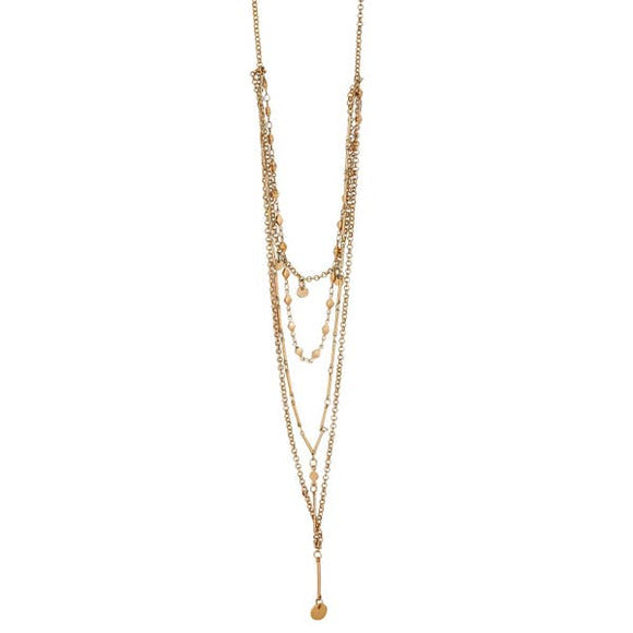 Lula 'n' Lee LL VN.5246-16 Multi Strand Gold Plated Chain with Gold Accents