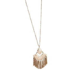 Lula 'n' Lee LL VN.5236-16 30" Chain with Hammered Pendant and Chain Tassel