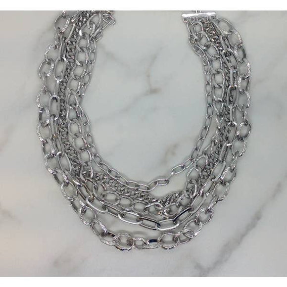 Lula 'n' Lee LL LVN.082-22 Multi Strand Silver Plated Chain Necklace