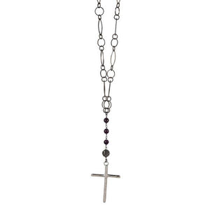 Lula 'n' Lee LL LN.1550-42 32" Hematite Chain Necklace with Amthyst Pave Bead