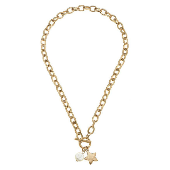 Canvas Jewelry CJ 21744N-ST Star T-Bar Charm Necklace