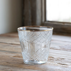 Park Hill Collection PHC EAB00171 Cut Glass Votive Cup W/Gold Plated Rim
