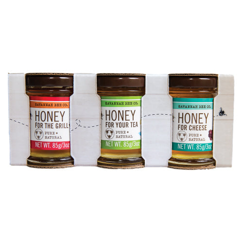 Savannah Bee Company SBC HEDSAM Everyday Honey Sampler - Grill Cheese & Tea Honeys 3 oz
