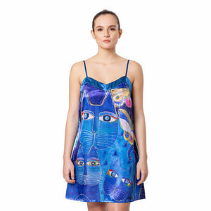 Galleria Enterprises GE Laurel Burch Indigo Cats Chemise Nightgown Medium