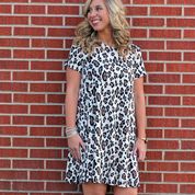 Couture Tee Company CTC Knit Blend Short Sleeve T-Shirt Dress White Leopard