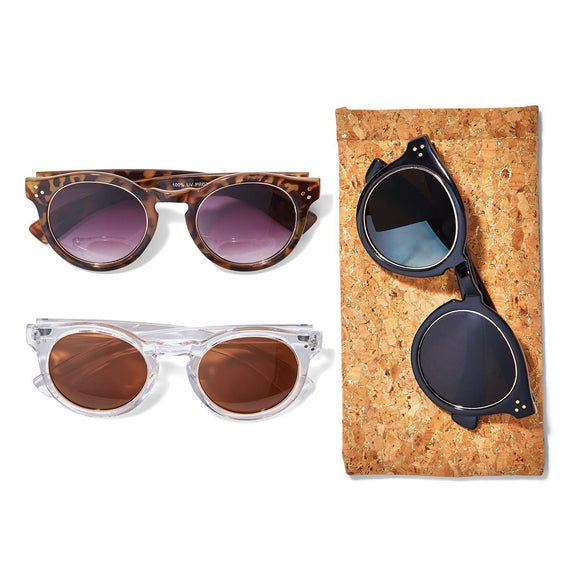 Two's Company TC 200148-20x Sunglasses W/Gold Ring Lenses in Cork Pouch