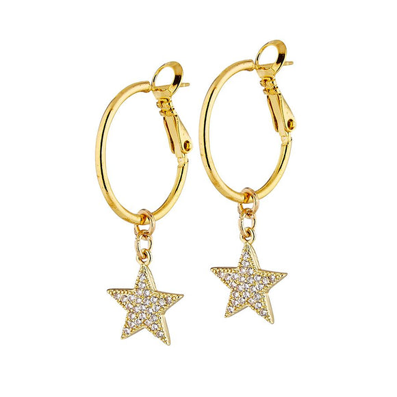 Lula 'n' Lee LL VE.015-12 Vibe Gold Pave' Star Huggie Earrings