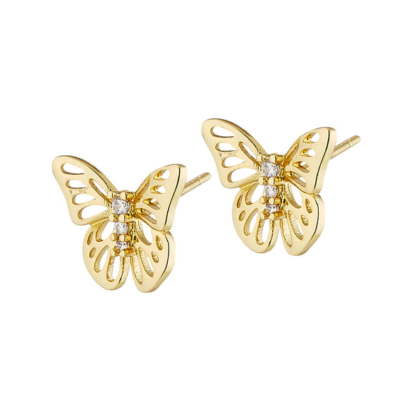 Lula 'n' Lee LL VE.043-8 Vibe Gold Pave' Butterfly Stud Earrings