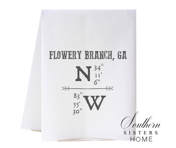 Southern Sisters Home SSH FSTHTLLxx Hometown Long-Lat Towel - 12 Towns