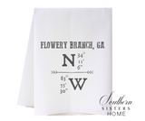 Southern Sisters Home SSH FSTHTLLxx Hometown Long-Lat Towel - 12 Towns