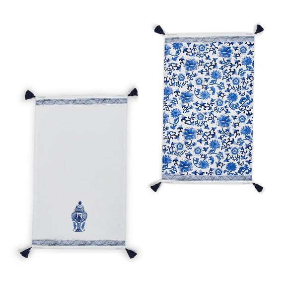 Two's Company TC 53408 Chinoiserie Blue & White Set of 2 Dish Towel