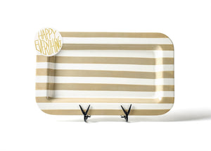 Coton Colors CC 165-STR-NEU Neutral Stripe Mini Entertaining Platter w/Happy Everything Attachment