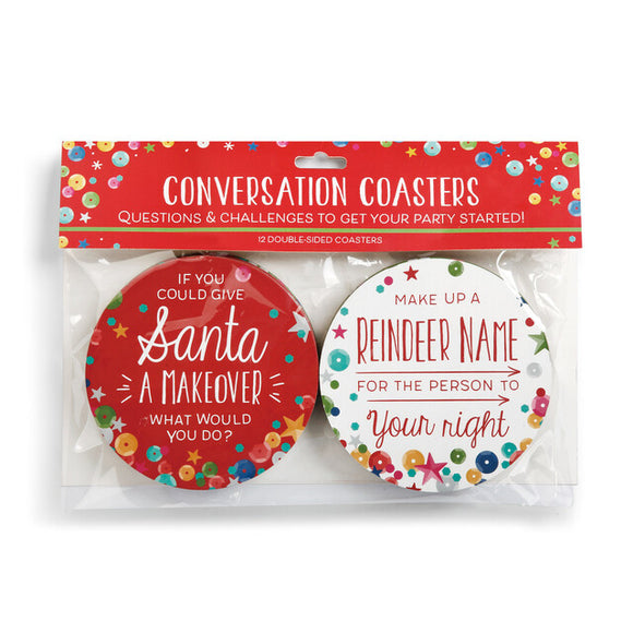 Demdaco 2020180367 Holiday Party Conversation Reversible Coasters