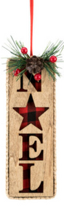 Demdaco 2020210634 Wood Plaid Word Ornaments