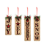 Demdaco 2020210634 Wood Plaid Word Ornaments