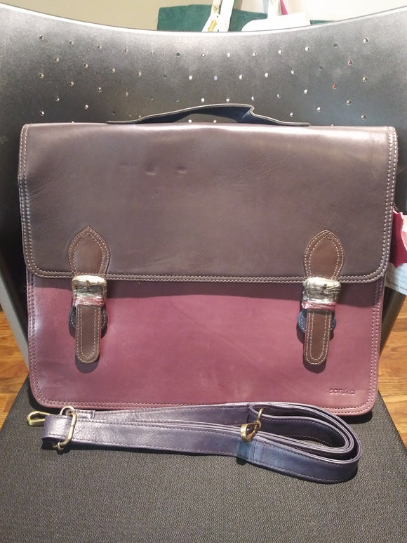 Soruka 047453L-BU Emery Plain Leather Briefcase Bag 32x25