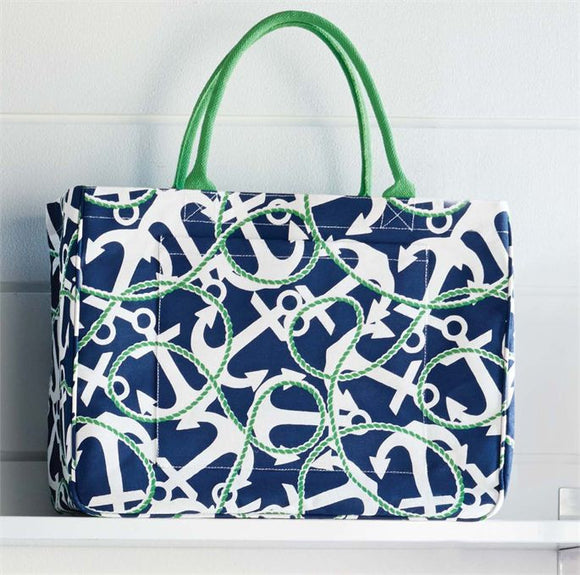 Mud Pie MP 8613040 NA Daytripper Tote Navy Anchors
