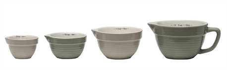 Creative Co-Op CCOP DA2318 Stoneware Batter Bowl Shaped Measuring Cups, Grey Colors, Set of 4