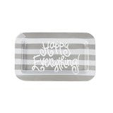 Coton Colors CC HAPEV-165-STN Stone Stripe Happy Everything Mini Rectangle Platter with Pom Hat Attachment