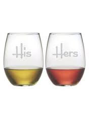 Susquehanna Glass Co SG His/Hers Stemless 21oz Wine Glass Set of 2