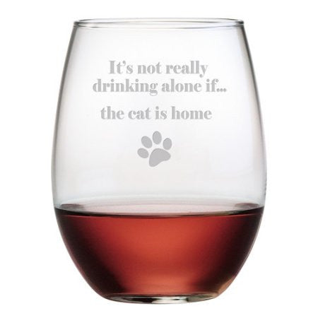 Susquehanna Glass Co SG The Cat Is Home Stemless Wine Glass 21oz.