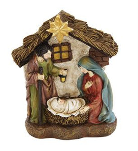 Creative Co-Op CCOP XM0984  Resin Holy Family in Nativity with LED Light 3-3/4"L x 4-1/2"H