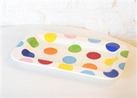 Coton Colors CC 165REC-MULTI Bright Dot Happy Everything Mini Entertaining Platter w/ Now Serving Attachment