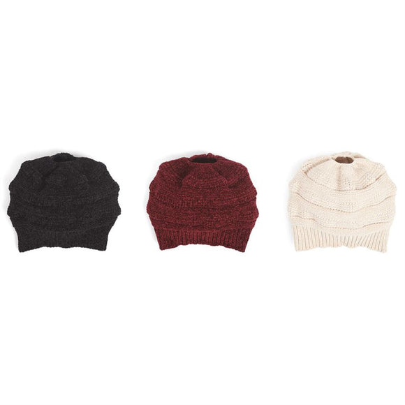 Coco + Carmen CC 2136389 Recycled Chenille Ponytail Beanie