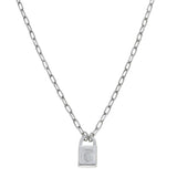 Canvas Jewelry CJ 21769N-SL Initial Padlock Necklace - Worn Silver 16"