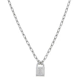 Canvas Jewelry CJ 21769N-SL Initial Padlock Necklace - Worn Silver 16"