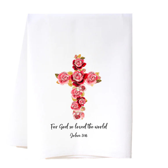 Southern Sisters Home SSH 22FSTFC Floral Cross Flour Sack Towel