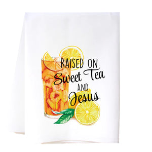 Southern Sisters Home SSH 22FSTSTJ Sweet Tea and Jesus Flour Sack Towel