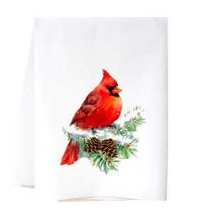 Southern Sisters Home SSH 22FSTWCARD Winter Cardinal Flour Sack Towel