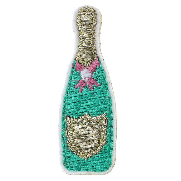 Canvas Jewelry CJ 23789P-GN Stuck on You Small Champagne Bottle Patch in Green & Gold