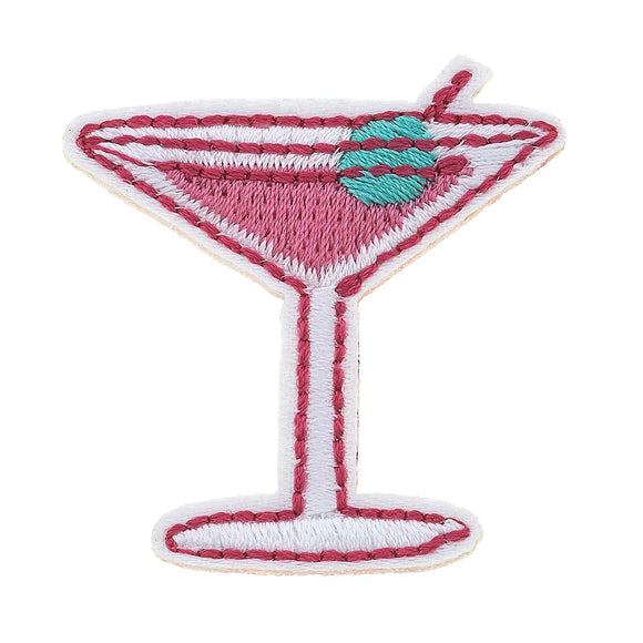 Canvas Jewelry CJ 23794P-PK Stuck on You Small Martini Glass Patch in Pink & Green