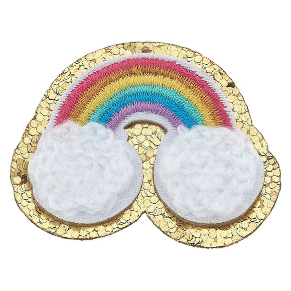 Canvas Jewelry CJ 23795P-MU Stuck on You Small Chenille Glitter Rainbow Patch in Multi
