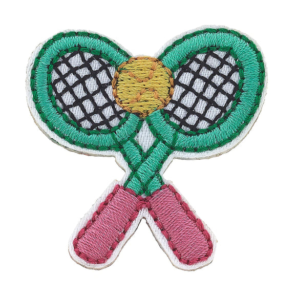 Canvas Jewelry CJ 23807P-GN Stuck on You Small Tennis Racket Patch in Green & Pink