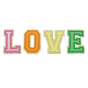 Canvas Jewelry CJ 23869P-MU Stuck on You "LOVE" Embroidered Glitter Letter Patches - SET OF 4 LETTERS