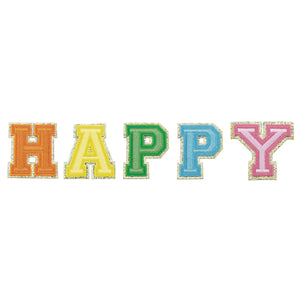 Canvas Jewelry CJ 23871P-MU Stuck on You "HAPPY" Embroidered Glitter Letter Patches - SET OF 5 LETTERS