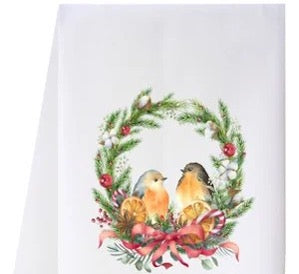 Southern Sisters Home SSH 23FSTBICW Birds in Christmas Wreath Flour Sack Towel