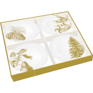 Paperproducts Design PD 28146 Gold Holiday Botanical Gift Plate Set 7" Appetizer Plate Set of 4