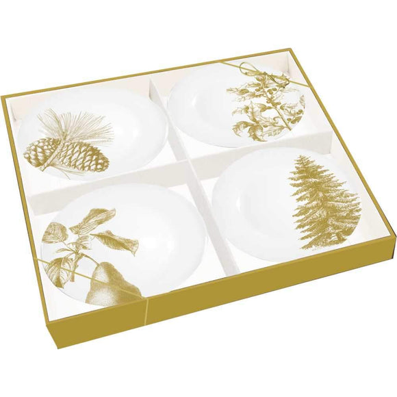 Paperproducts Design PD 28146 Gold Holiday Botanical Gift Plate Set 7