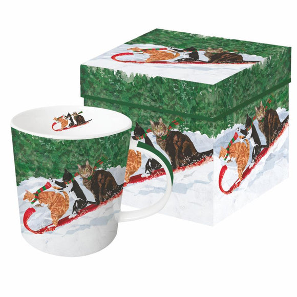 Paperproducts Design PD 28400 Tobogganing Cats Gift Box Mug