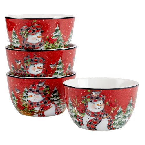 Certified International CI 29043 Christmas Lodge Snowman Ice Cream Bowl - 5.25in x 3in