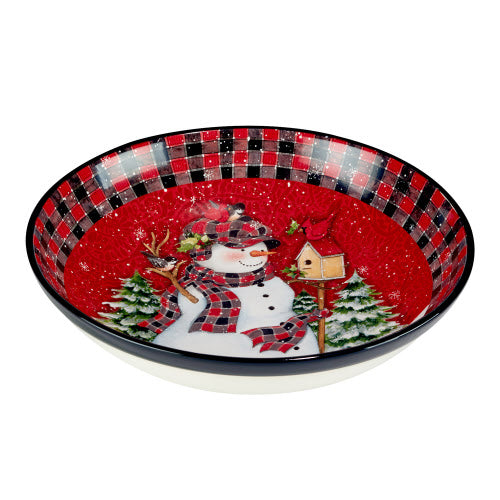 Certified International CI 29045 Christmas Lodge Snowman Pasta Serving Bowl