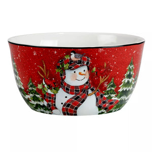 Certified International CI 29047 Christmas Lodge Snowman Deep Bowl