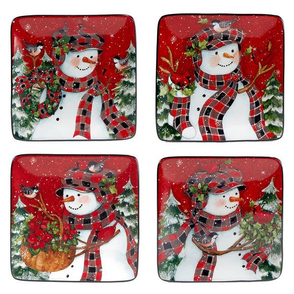 Certified International CI 29048 Christmas Lodge Snowman Canape Plate - 6