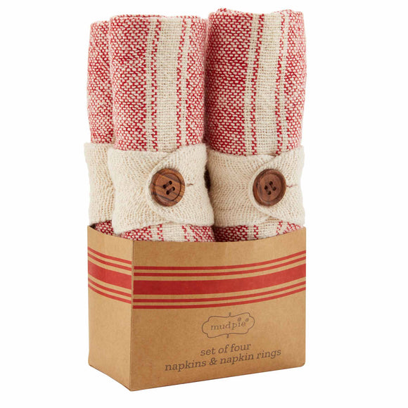 Mud Pie MP 42800035 Red Cloth Napkin Set